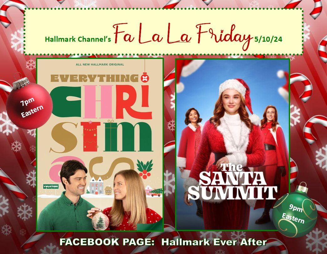 Who's tuning into #HallmarkChannel tonight for a dose of Christmas cheer?  Tonight's (5/10) #ChristmasMovies of the week are #EverythingChristmas at 7pm Eastern followed by #TheSantaSummit at 9pm.

#CindyBusby #CoreySevier #HunterKing #BenHollingsworth #HallmarkSchedule