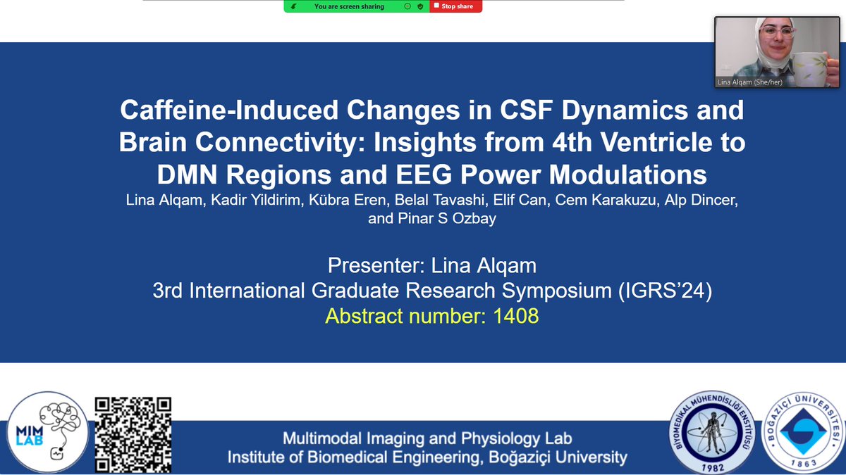 Delighted to present our abstract #Caffeine [Changes in CSF Dynamics and Brain Connectivity] at the International Graduate Research Symposium #igrs24! Given that academia is full of coffee addicts, there were a lot of discussions regarding the results and much more on C8H10N4O2☕️