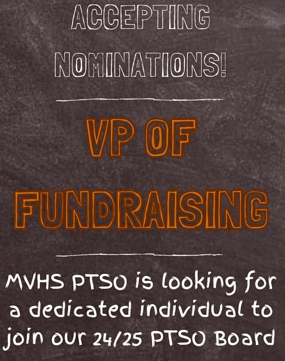 Elections are Monday! Now is your chance to get more involved in supporting the students, teachers and staff of Mountain View. We have several well established fundraiser that we plan to continue for next school year and we are always open to new ideas as well.