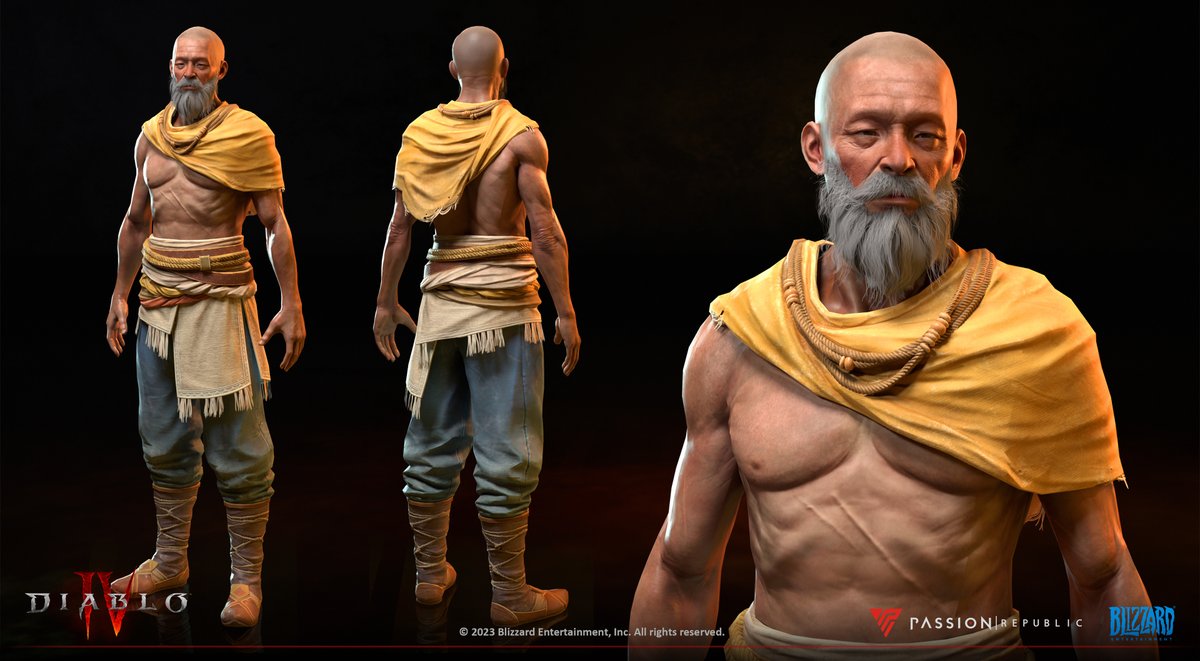 Diablo IV - Kehjistan NPC by Matrix Wong, using 3DCoat among other tools to create: artstation.com/artwork/PXQ3B3 #character #design #3dart #DiabloIV #3dcoat #game #create