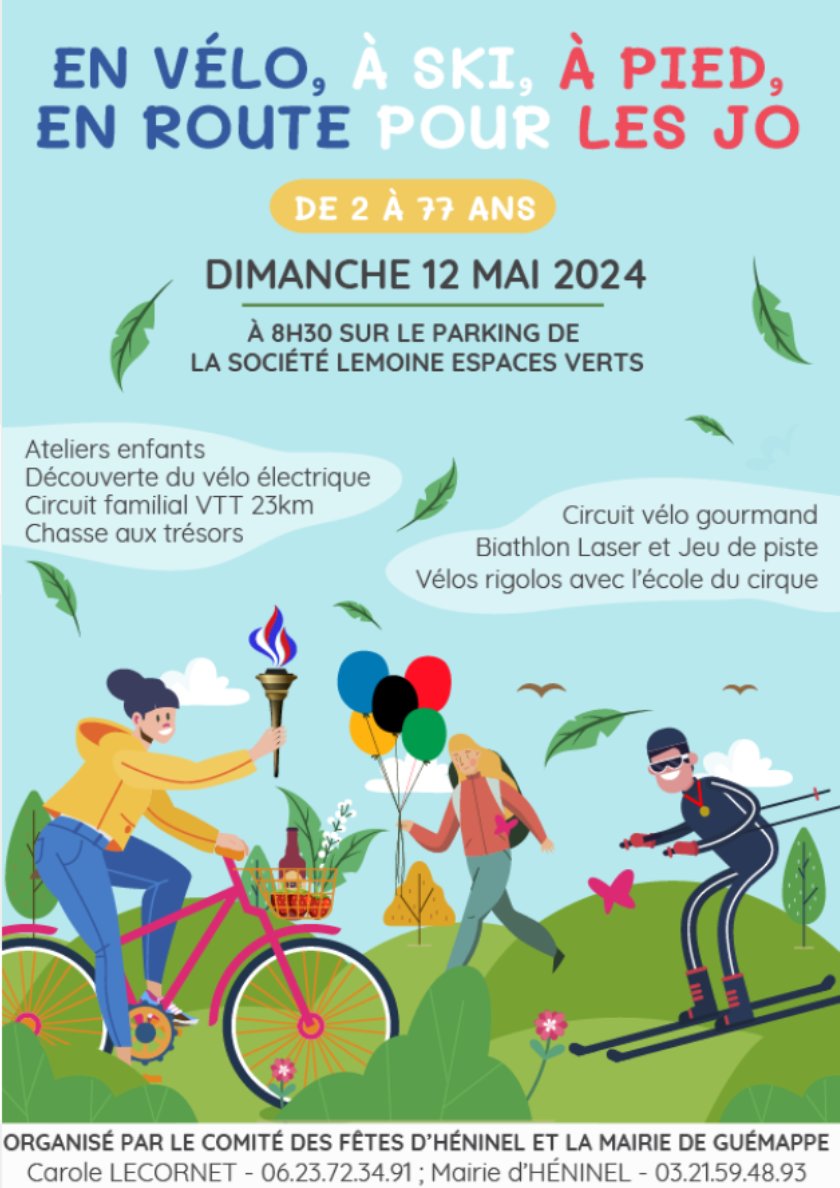 📢 Fêtez #MaiàVélo à Héninel (@grandarras @pasdecalais62)

👉 atelier de sensibilisation, ateliers enfants, découverte du vélo électrique, circuit familial VTT 23km, chasse au trésor, vélos rigolos, circuit vélo gourmand...

📆 12 mai 8h30 à 16h