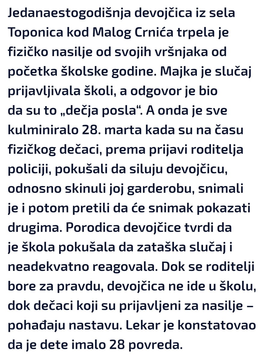 Zašto Svi nastavnici nisu dobili OTKAZ?
I zašto monstrumi nisu u KPD KRUŠEVAC?
A šta ćemo sutra kada neki Otac bude uradio nešto što se mora...