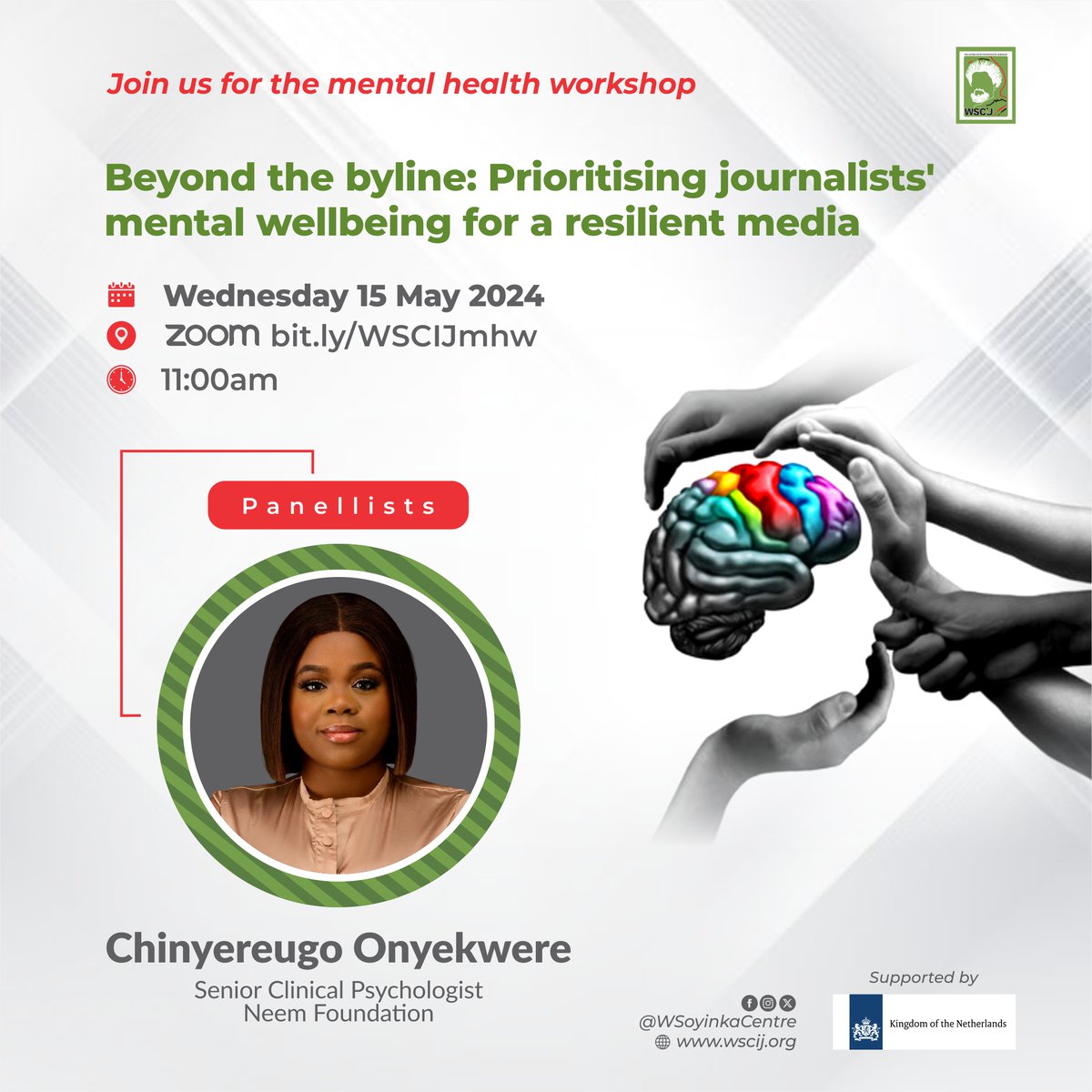 What are the common mental health issues faced by investigative journalists? What are the symptoms? How can journalists take care of their mental health? Join Chinyereugo Onyekwere at #mentalhealth workshop organised @WSoyinkaCentre for answers. Register👉 bit.ly/WSCIJmhw