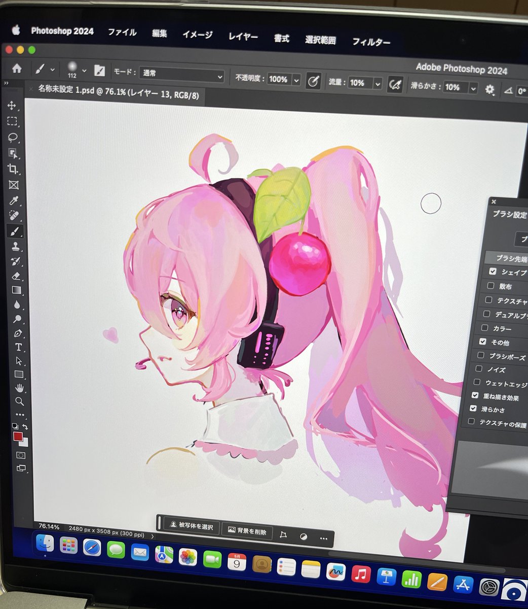 パソコンで描いた桜ミク🍒 #初音ミク