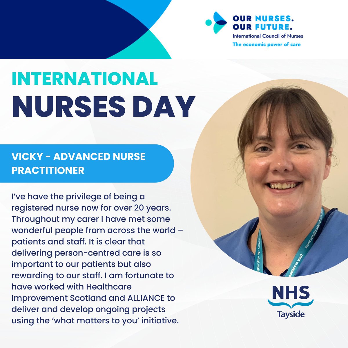 This Sunday (12 May) marks International Nurses Day. This gives us an opportunity to recognise the dedication and commitment of all of our nurses working in hospital and community services across Tayside. Today, nurses Alan, Louise and Vicky share their unique stories. #IND2024