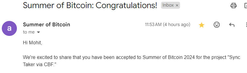 claddyyy's tweet photo. selected for @summerofbitcoin'24 and would be working on the coinswap project. 
A heartfelt gratitude to @RajarshiMaitra for being a great mentor, and @adi_shankara_ for this opportunity. https://t.co/lezNUH7RIG