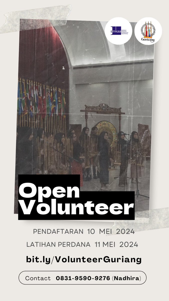 yldsvt's tweet photo. *OPEN VOLUNTEER EKSTERNAL GURIANG‼️*
Hallo Sahabat 👋🏻

Ada info menarik nih, terbuka untuk akang/teteh yang ingin belajar dan tampil bersama guriang di acara BHSG ✨

Bagi yang ingin mendaftar bisa langsung mengakses link gform dibawah ini ya 
https://t.co/yIuwczvxrv https://t.co/ZQdhdtwNZP