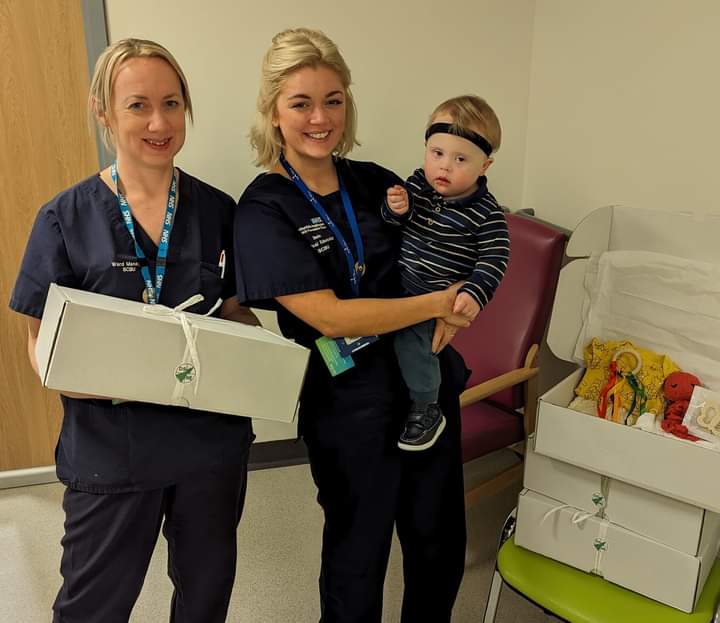 Did you know...? 🔊 🔊 

Down's Syndrome North East have given NSECH some new baby gift boxes. 

 👶 Little helper, Sebastian, charmed the staff in SCBU.

📦 They now have four boxes all ready to share with families when a new baby is born who has Down's syndrome.