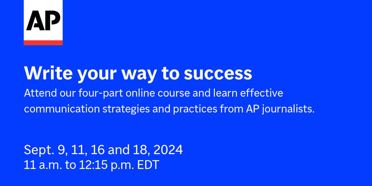 In this four-part course, top writers and editors from The Associated Press show you how effective writing – and the things that go into it – can point the way toward better outcomes in your own writing. store.stylebooks.com/ap-writing-wor…