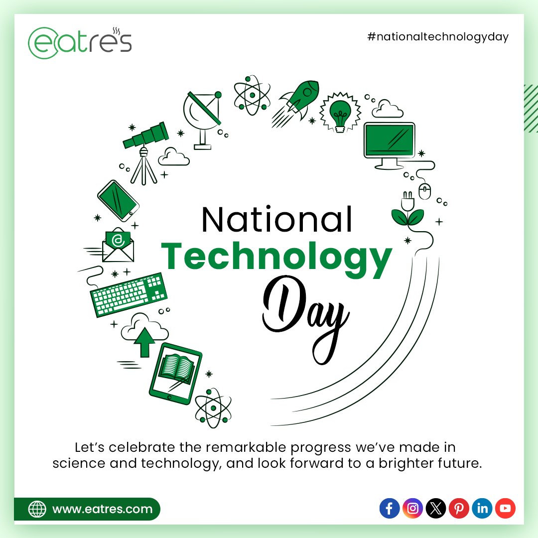 eatresolution's tweet photo. This #NationalTechnologyDay, #appreciate the incredible inventions and #Innovations that have transformed the world. 
.
#TechnologyDay #technology #TechnologyNews #AtalBihariVajpayee #PokhranTest #nuclearscience #ArtificialIntelligence #Robotics #pos #restaurantmanagement #eatres https://t.co/anWYV89Vbd