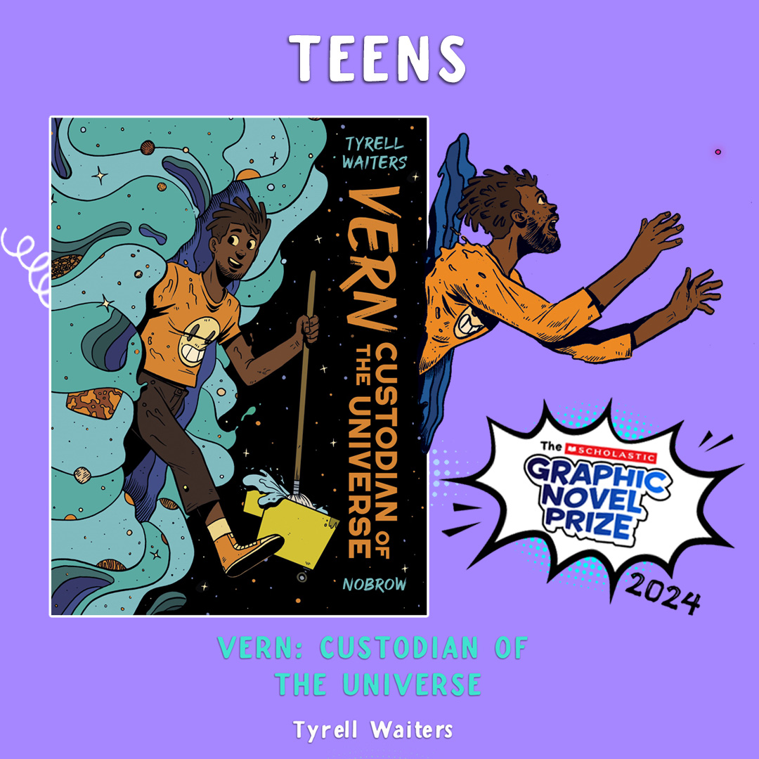🎇 We’re shortlisted for the #ScholasticGraphicNovelPrize! Vern: Custodian of the Universe by Tyrell Waiters is on the Teen category shortlist. Thank you to the judges, and a big congratulations to Tyrell!

Don’t forget to VOTE for us here: shop.scholastic.co.uk/graphic-novel-…