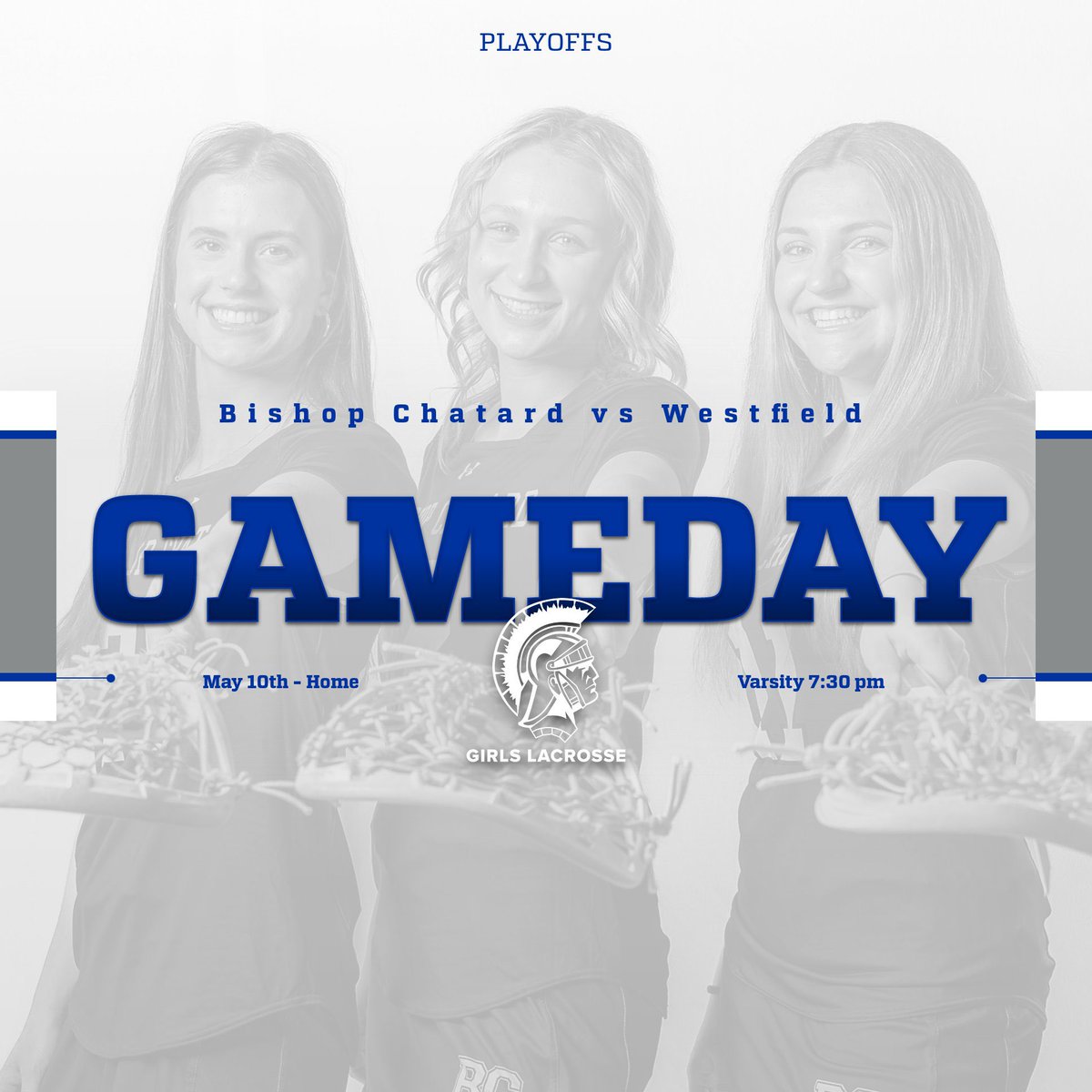 Today’s the day! 🗓️ The Trojans face off against the Shamrocks in the first round of playoffs 👊🏻 Cheer us on to victory! #We/Me #Together 🥍 📍Bishop Chatard High School 🆚 Westfield ⏰ 7:30 pm Varsity 🏟️ Alumni Field