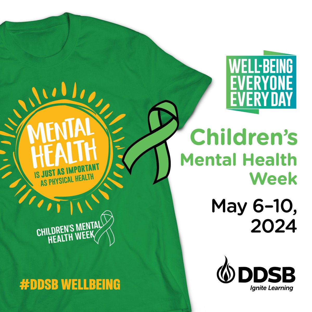 May 6-10 is Children's Mental Health Week. We encourage everyone to "Shine Green" on Friday, May 10 to raise awareness &amp; support.

We invite all DDSB students, families and staff to wear green, the colour representing mental health, to raise awareness about mental health.