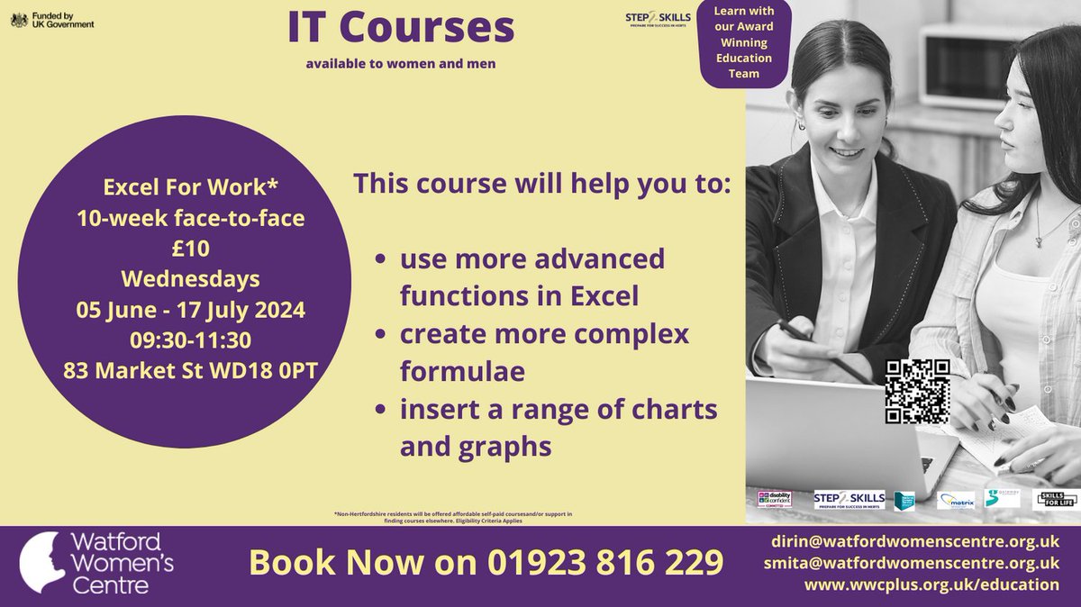 #ExcelForWork is excellent value at £10 for 10 weeks. This course is a great #cpd opportunity which will help you to enhance your professional skills

wwcplus.org.uk/education 

Step 2 Skills funds most of our courses. 

#technology #ITSkills #ICT #computerliteracy #digitalskills