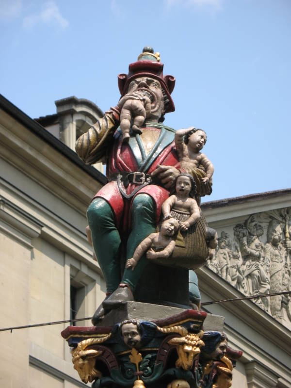 The Child Eater of Bern - a 500-year-old sculpture depicting a man eating a sack of babies.