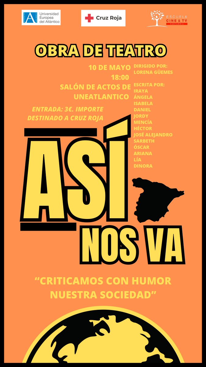 ¡No te puedes perder la Obra de Teatro hoy a las 18:00 en el Salón de Actos de #UNEATLANTICO ! 🎭👏 Escuela de Cine y TV de Cantabria (@labo_crea ) @CRECantabria