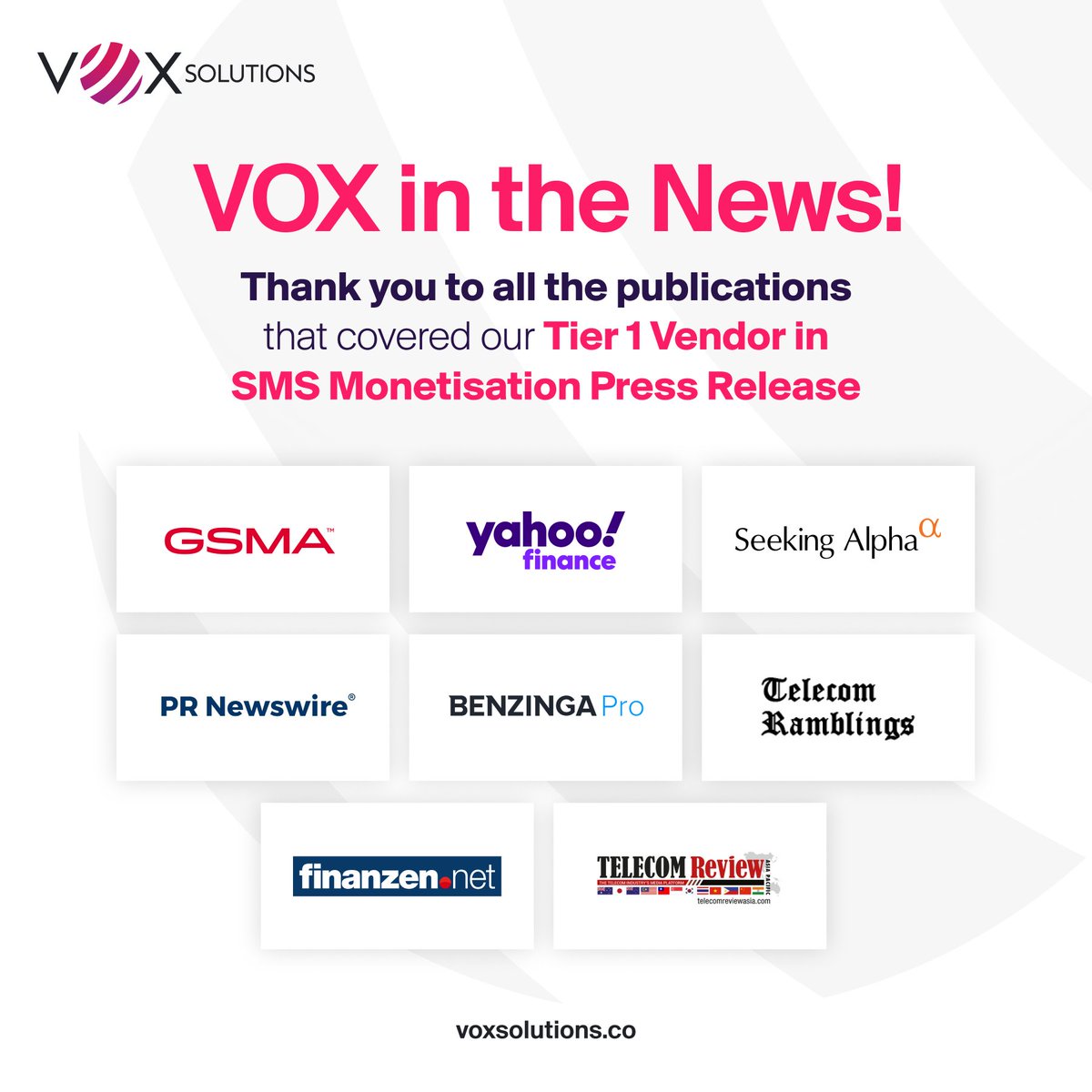 We are excited about our Tier 1 Vendor in SMS Monetisation recognition and also thrilled to observe that our latest PR was picked-up by numerous publications!

If you haven't had the chance to read the press release yet, you can do it here: lnkd.in/ePPPutyS