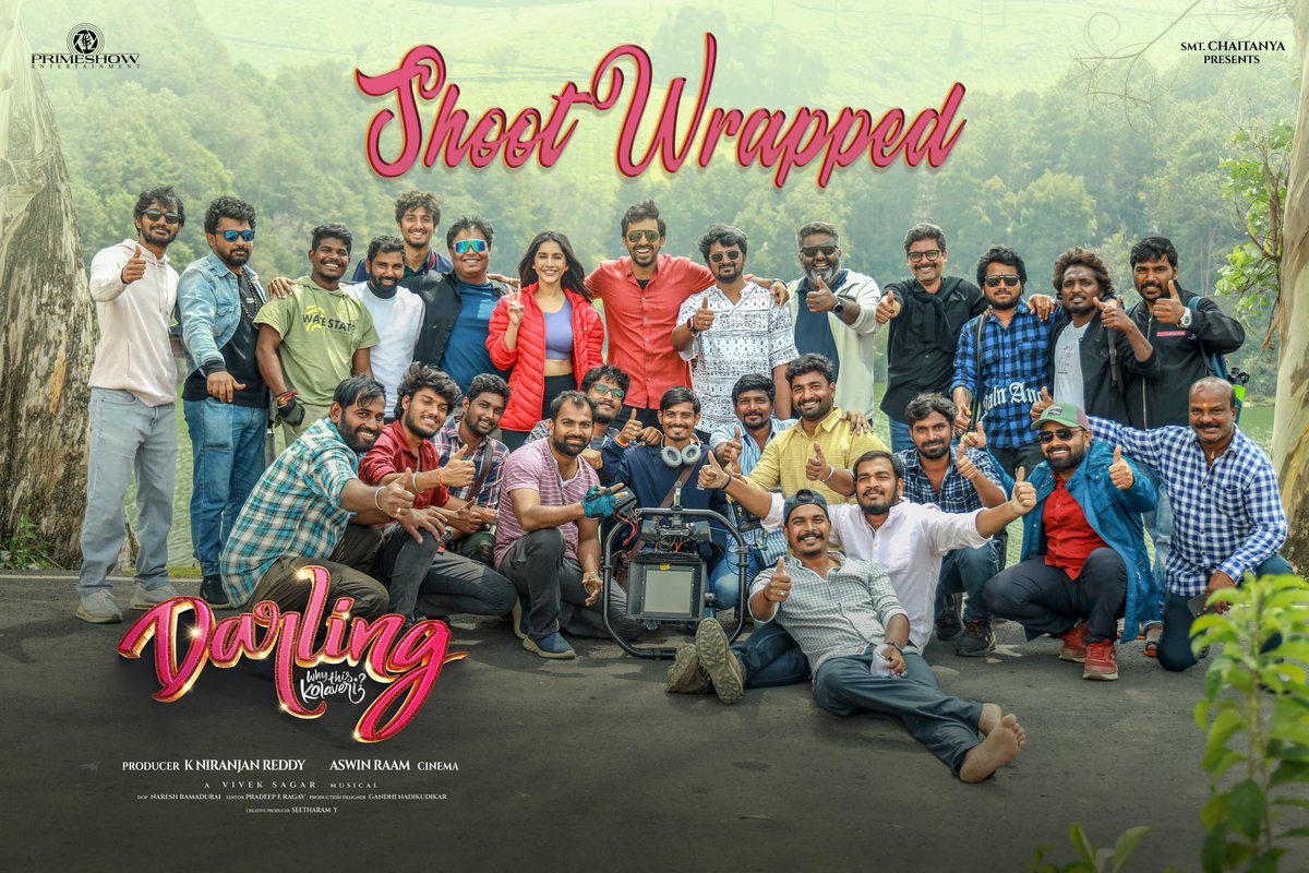 It's a wrap for #Darling , a heartfelt journey through the complexities of love & marriage ❤️‍🔥 Get ready to experience the ups & downs on screen 💥 👉🏻youtu.be/RJAHSobEGyg @PriyadarshiPN @NabhaNatesh @dir_aswin #VivekSagar @Niran_Reddy @Chaitanyaniran @NareshRamadurai…