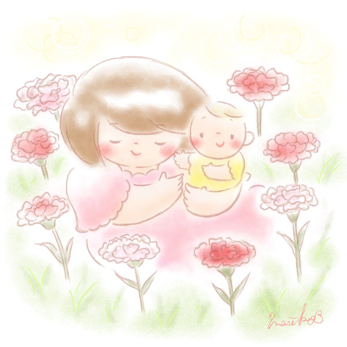 おかあさん　ありがとう💐

#母の日　#イラスト　#絵　#illustration　#MothersDay #mothersday2024