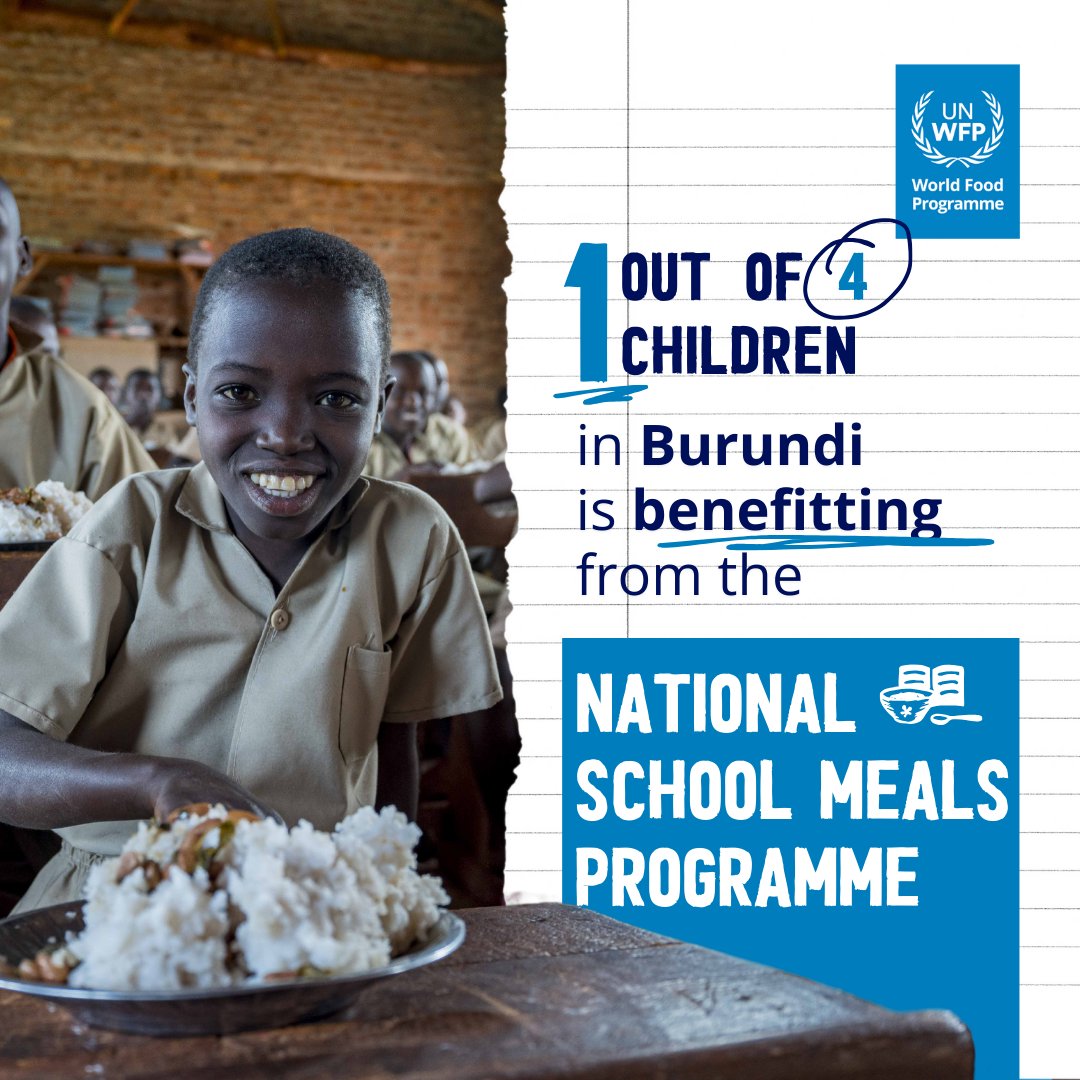 In #Burundi, @WFP works with the government to reach #everychild in need with a meal to boost nutrition and promote learning 📖

With the generous support of @AmbChineBurundi, 42,000 children will enjoy hot, nourishing meals throughout the school year 🍲
wfp.org/news/china-boo…