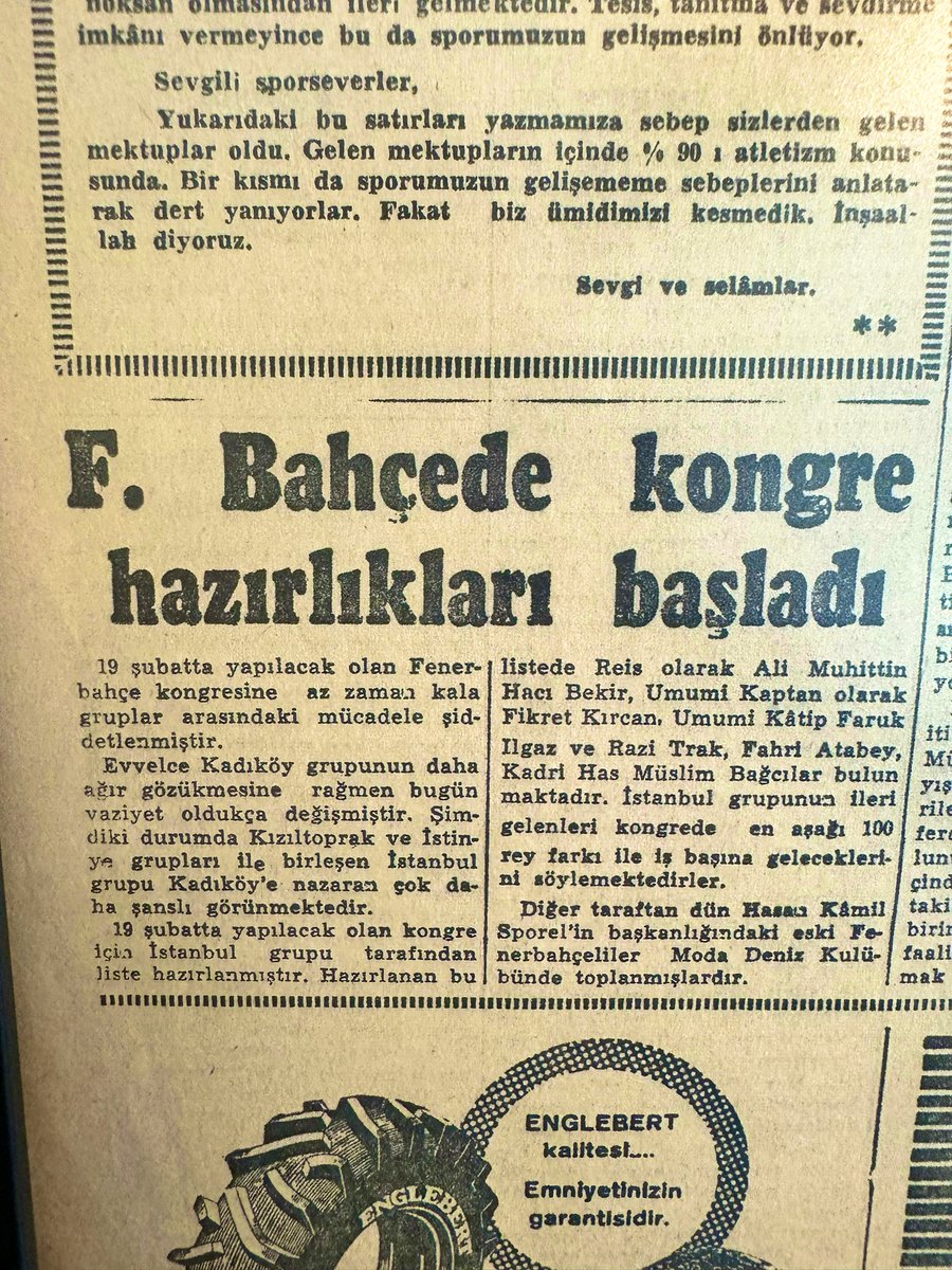 8 Şubat 1961 tarihli Cumhuriyet gazetesi. @cumhuriyetgzt Konu; Fenerbahçe kongresi. Ali Muhiddin Hacı Bekir’in yönetimi çok kuvvetli. Faruk Ilgaz, Kadir Has ve Fikret Kırcan listede. Biz yine böyle kuvvetli yönetim istiyoruz.