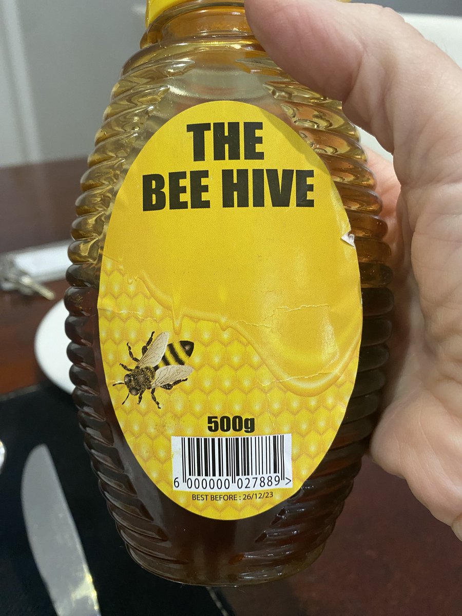 How you know it’s not honey: The word honey doesn’t appear anywhere. But the bee word & image create the impression that it’s honey, which is misleading and thus illegal. No other details are provided - no producer details, no country/ies identified etc. Bad.