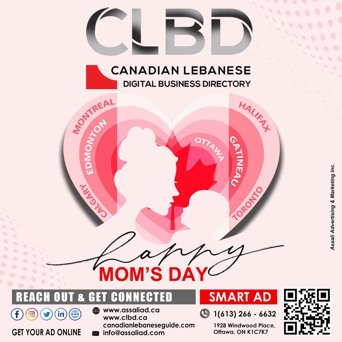 AssaliToufic's tweet image. Happy Mother’s Day 
#HappyMothersDay

#clbd #ottwa #canadianlebaneseguide #canada #Buisness #directory #digital #platform #lebanese #arab 
clbd.ca 

assaliad.com

613-266-6632 
#canada