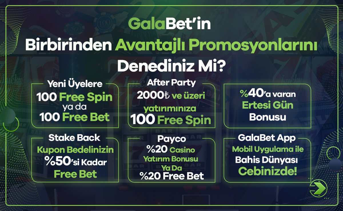 🟢 GalaBet Ayrıcalıkları Sizi Bekliyor! 🎁 Yeni Üyelere 100 Free Spin ya da 100 Free Bet! ✨ After Party ile 100 Free Spin! ⚽ Stake Back ile Kuponunuzun %50’si Kadar Free Bet! 📢 %40 Ertesi Gün Bonusu! 🔔 Payco %20 Casino Yatırım Bonusu ve %20 Free Bet! kisalt.gg/GalaTwitter