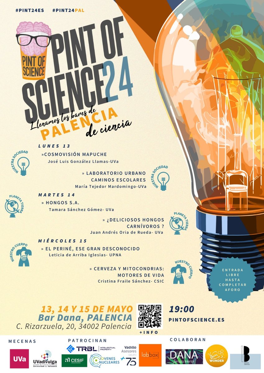 Hoy, nos invitan a disfrutar de mucha #Ciencia 🧑‍🔬👩‍🔬acompañados de una buena caña 🍺o varias. ¡Comienza el @pintofScienceES en #Palencia!