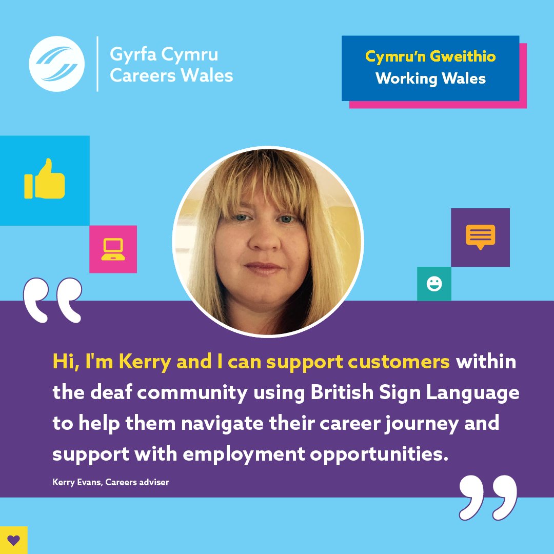 This #DeafAwarenessWeek, meet Kerry, our dedicated careers adviser. 🩷 With her BSL expertise, she's passionate about breaking communication barriers for the deaf community. Need career guidance? We're here to help. Visit our website to learn more: careerswales.gov.wales/contact-us