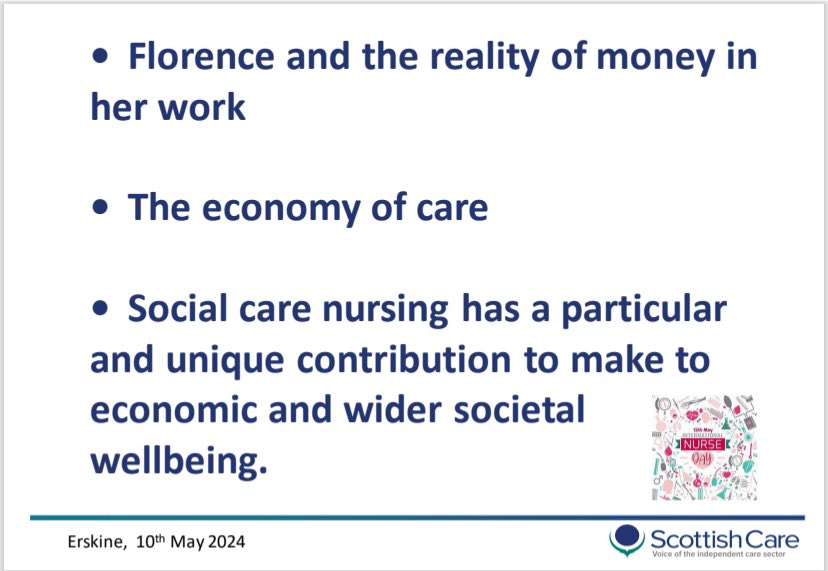 Social care nursing exemplifies the very essence of what Florence Nightingale described as nursing @DrDMacaskill at @ErskineCharity conference #IND24 #proudtocare