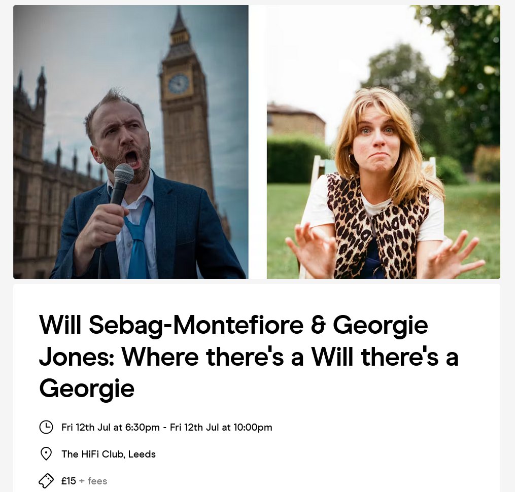 🤯LEEDS🤯 I'm doing a solo show in my hometown for the first time ever with legendary poet, performer & crisp connoisseur @GeorgieJonez 12th July, 2024🎟️ fatsoma.com/e/pmqx8eei/wil…