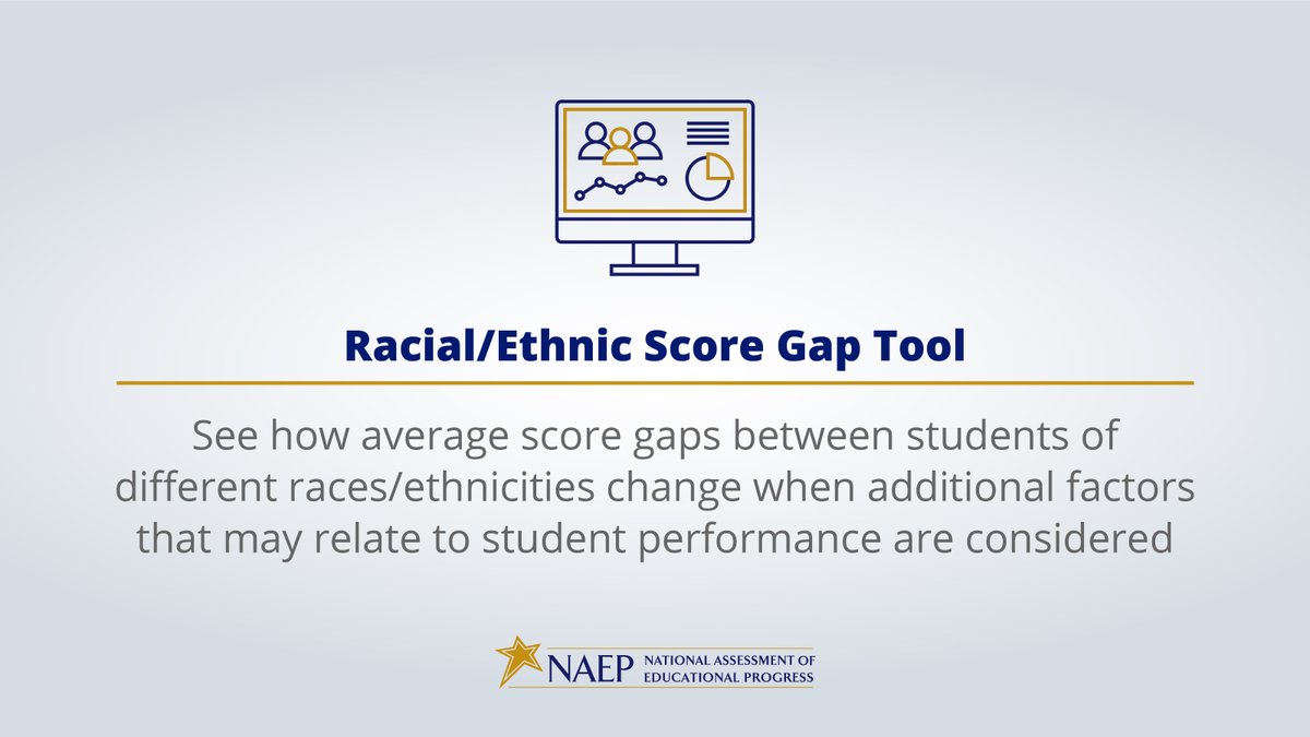 NCES created a tool to explore how NAEP score gaps between student groups change when considering select factors related to learning. Read more about the tool and learn how to use it: nationsreportcard.gov/dashboards/reg…