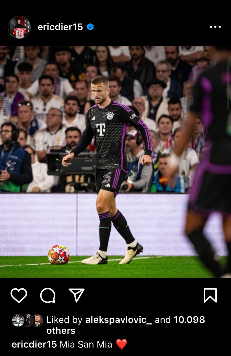 Eric Dier on Instagram: “Mia San Mia ❤️”