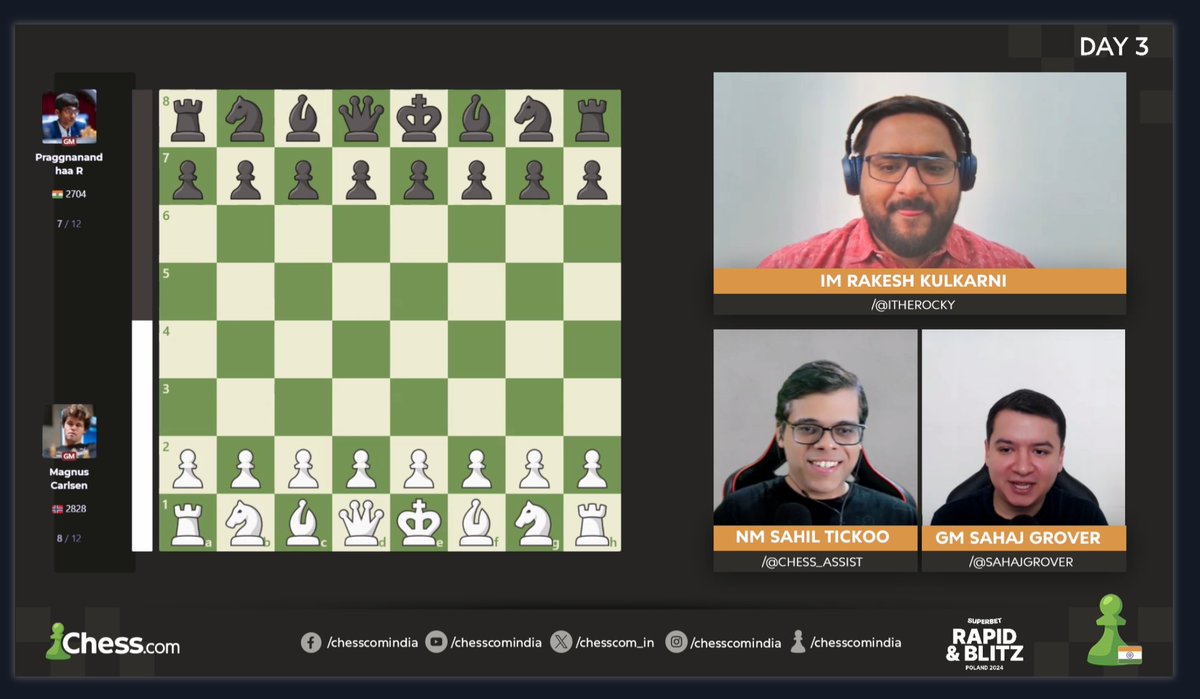 🚨We are LIVE! 

Join our coverage of the #SuperbetRapidBlitzPoland event with commentary by GM @GroverSahaj, IM @itherocky and NM @chess_assist: youtube.com/watch?v=THjU4X…