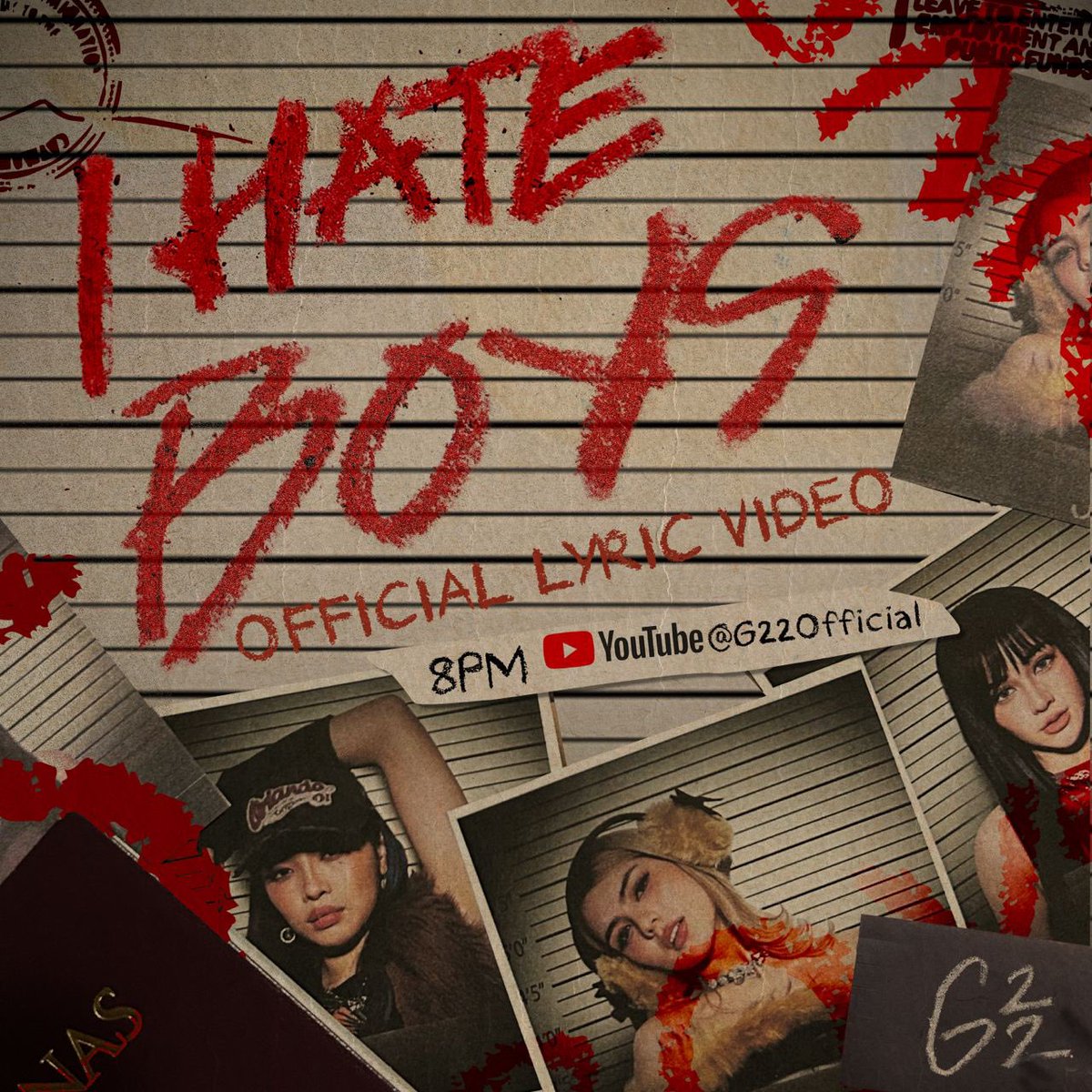 Official lyric video of ‘I Hate Boys’ drops this 8PM on our YouTube channel! 💋🚷 Listen to G22 ‘I Hate Boys’ here: 🎶: g22.lnk.to/IHateBoys #G22 #G22_IHateBoys #G22AJ #G22Alfea #G22Jaz