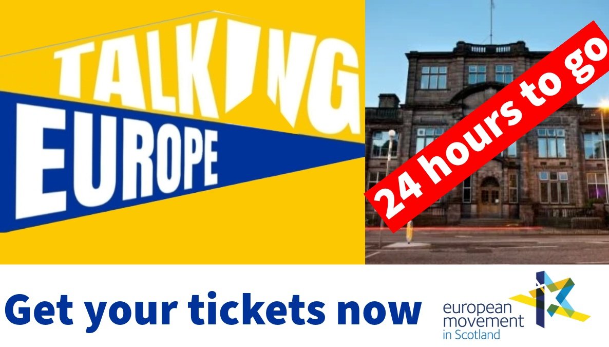 There's just a few hours left to get your tickets for #TalkingEurope 🗣🇪🇺 Scotland’s new festival of Europe. We begin tomorrow morning with @davidmartinmep @joshaw @StephenGethins & @BrigidLaffan exploring the big issues facing Europe. Tickets here tickettailor.com/events/europea…