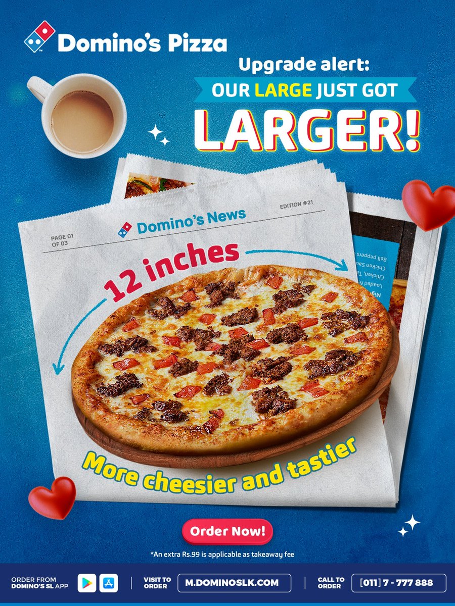 Introducing Domino’s 12 inch Large Pizza
bit.ly/3TpVddA
#lka #iContactLanka #SriLanka