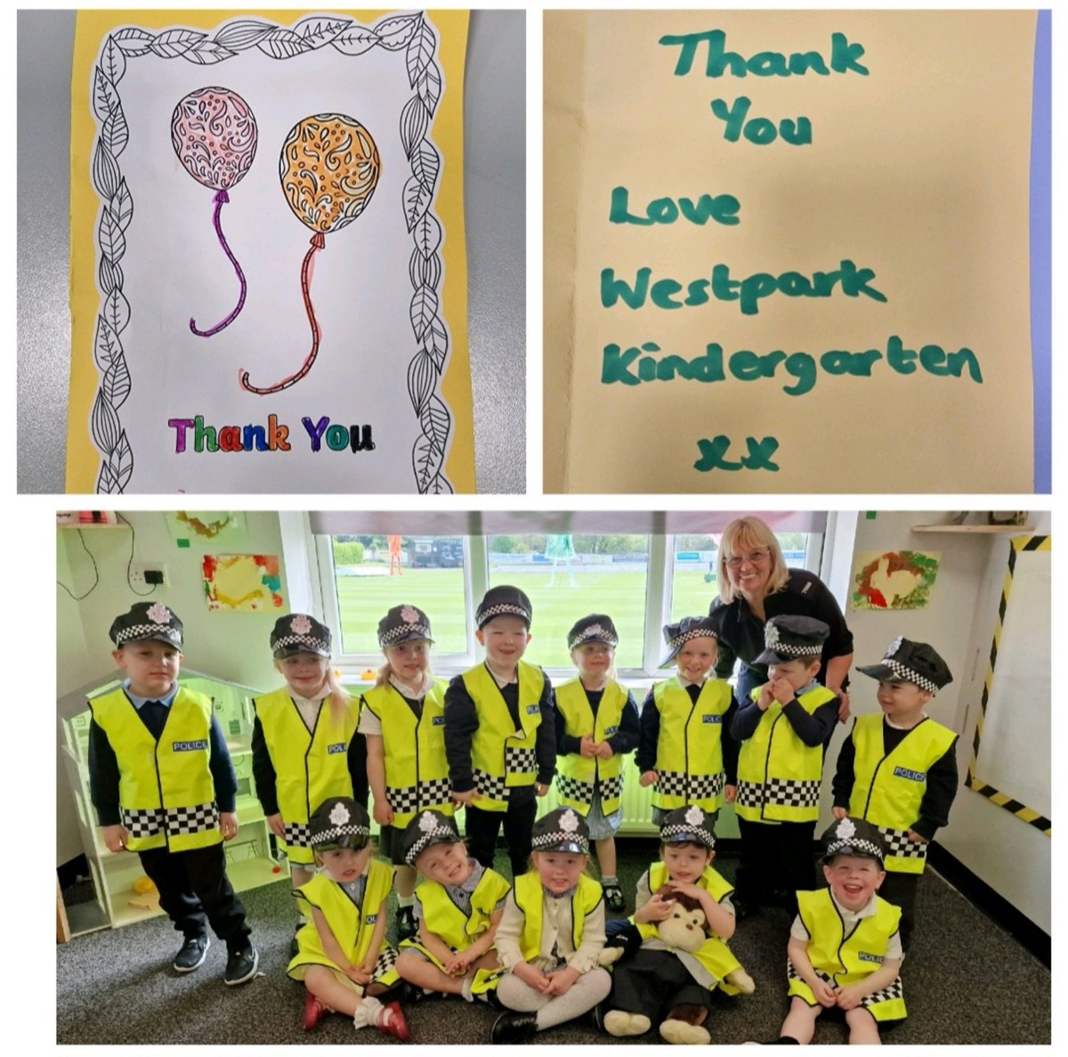 Yesterday PCSO Debby was at West Park Kindergarten speaking to their children about 'people we trust'. The children really enjoyed the visit and trying on the police dressing up kit. Debby felt so happy after receiving a thank you card. #blackpoolpolice #pcso #nhp