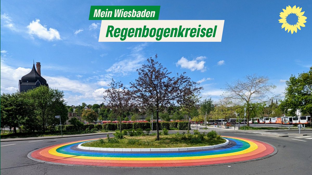 Ein ganz neuer Lieblingsort: Vor knapp zwei Wochen wurde in Wiesbaden der Regenbogenkreisel eingeweiht. Bürgermeisterin Christiane Hinninger und die gesamte Stadt Wiesbaden setzen damit ein Zeichen der Solidarität und Wertschätzung für queere Menschen.