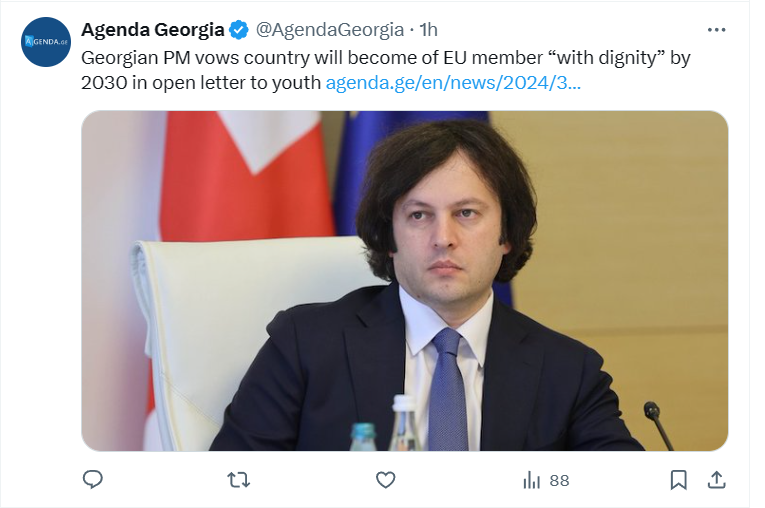 If you want to understand what's going on in #Georgia, check this out: the PM, MFA & Speaker of the House make pro-EU statements. In fact, they're pro-Russian and do everything to prevent any prospect of EU membership. The GD was elected on this lie. Those demonstrating know it.