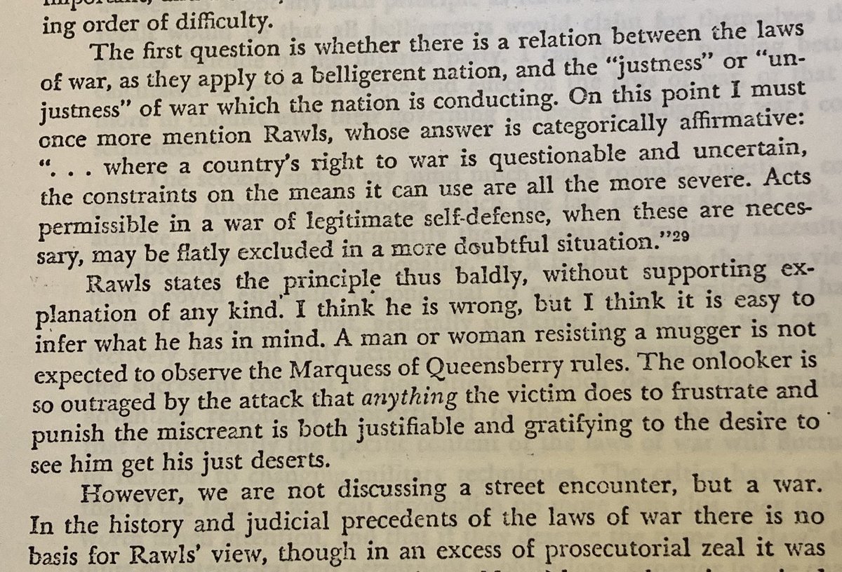 Telford Taylor discussing Rawls and his take on the question of justice and the laws of war - especially in times of aggression and self-defense (1974).