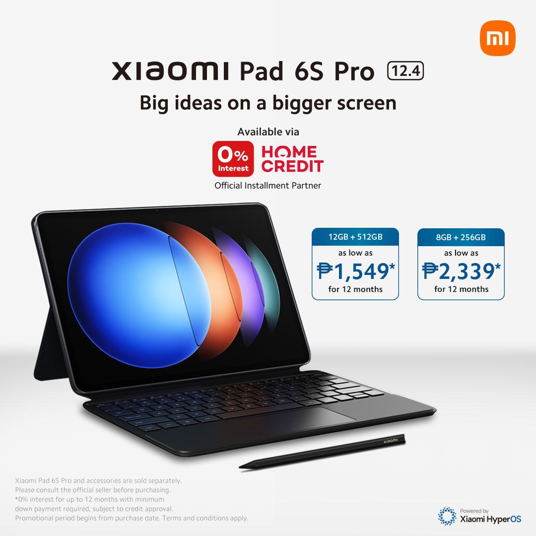 Get #BigOnBigger deals on the #XiaomiPad6sPro with Home Credit. Don't miss out on this opportunity to avail different installment plans at 0% interest. Amount presented is for the Xiaomi Pad 6s Pro with keyboard and pen. Get them at the nearest stores: mi.com/ph/store/xiaom…