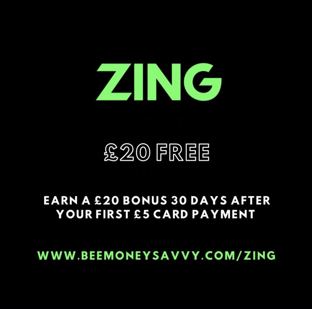 MoneyReferrals's tweet image. Zing is a new app by HSBC. Until May 31st, they’re offering new users a £20 bonus 🥳

To get the £20 free you’ll need to:

- sign up with the link below
- verify your ID 
- deposit £5
- spend £5 using your Zing card
- bonus paid within 30 days

beemoneysavvy.com/zing