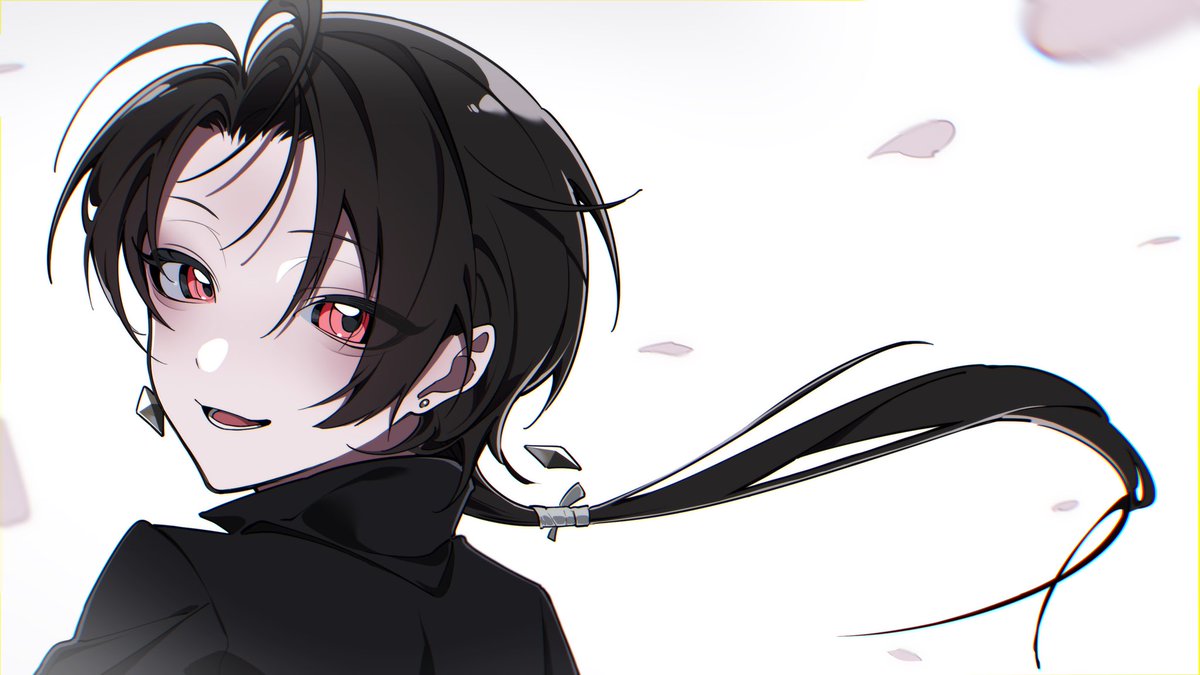 kashuu kiyomitsu solo long hair looking at viewer smile open mouth shirt black hair  illustration images