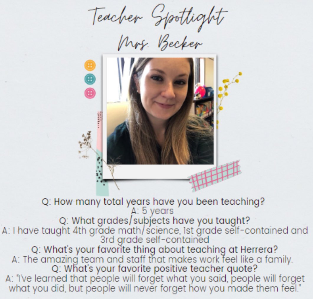 Teacher Spotlight #12: Mrs. Becker🐾
@HoustonISD @TeamHISD 
#TAW #HerrerHuskies #ThankHISDTeachers