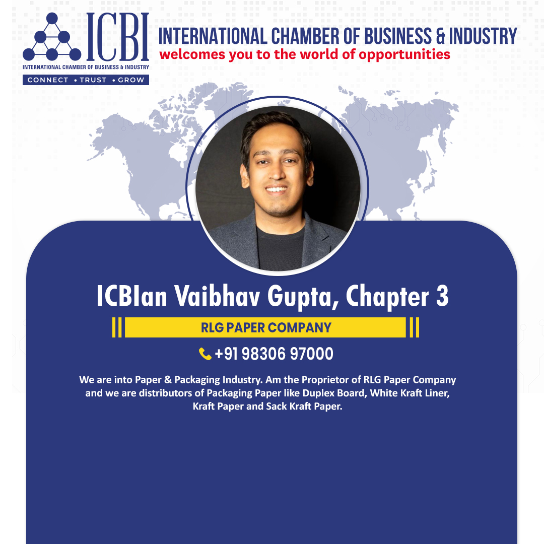 🎉 Let's give a warm ICBI welcome to our newest member, Vaibhav Gupta!🌟Wishing him all the success as he joins our dynamic business chamber. Here's to thriving together! 🚀 
.
.
.
#newmember #BusinessCommunity #WelcomeAboard #ICBI #Connect #Trust #Grow #BusinessChamber #ICBIRise