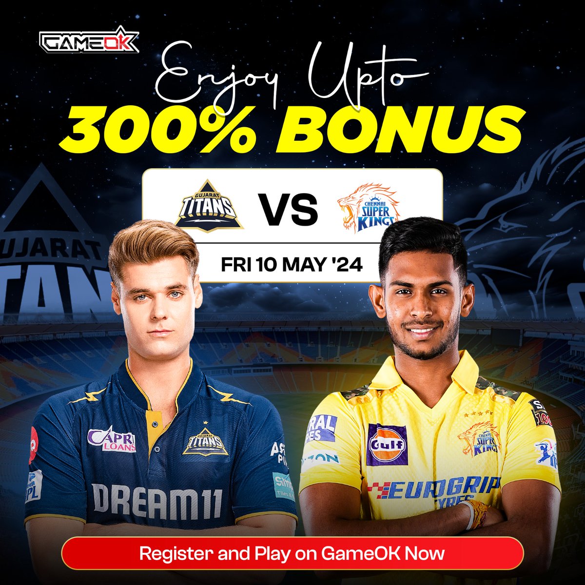 Are you ready for the epic match between Gujarat Titans vs Chennai Super Kings in the IPL 2024❓
Who will win❓
Sign Up on GameOK & Watch the Match for Free
You can also get a chance to win 300% deposit bonus also!🏏

#IPL #GameOK #GTvsRCB #RCB #GT #GujaratTitans