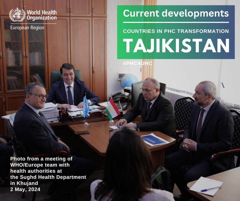 #PHC4UHC Thrilled about Tajikistan's ongoing efforts to transform its PHC model. Our WHO team traveled across the country, supporting the Ministry of Health in a comprehensive review of PHC service delivery model, identifying barriers faced by people w common conditions