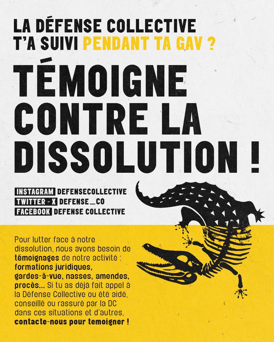 Defense_Co's tweet photo. Ces témoignages nous sont absolument pour contester notre dissolution ! Envoie nous un DM pour savoir comment faire ;) https://t.co/oXz28amYmD